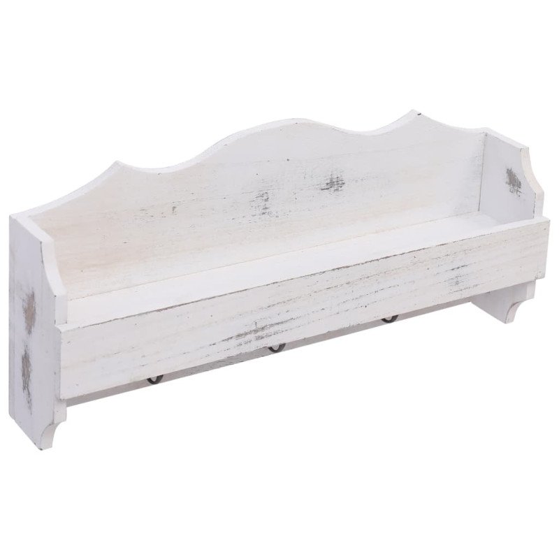 vidaXL Nástenný vešiak biely 50x10x23 cm drevený