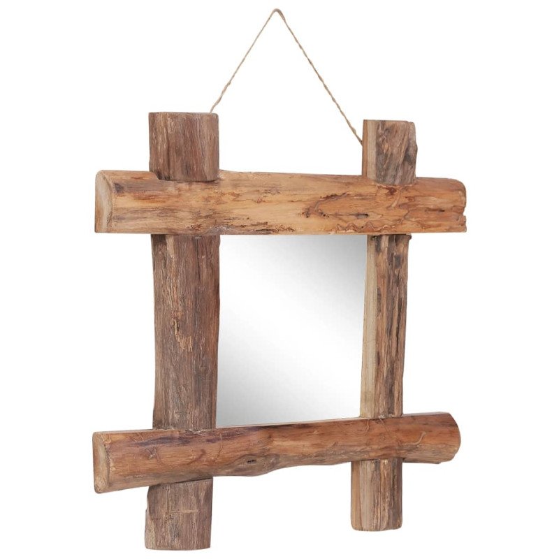 vidaXL Zrkadlo z polienok, prírodné 50x50 cm, recyklovaný masív