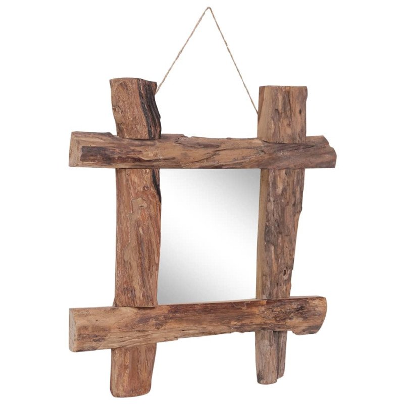 vidaXL Zrkadlo z polienok, prírodné 50x50 cm, recyklovaný masív