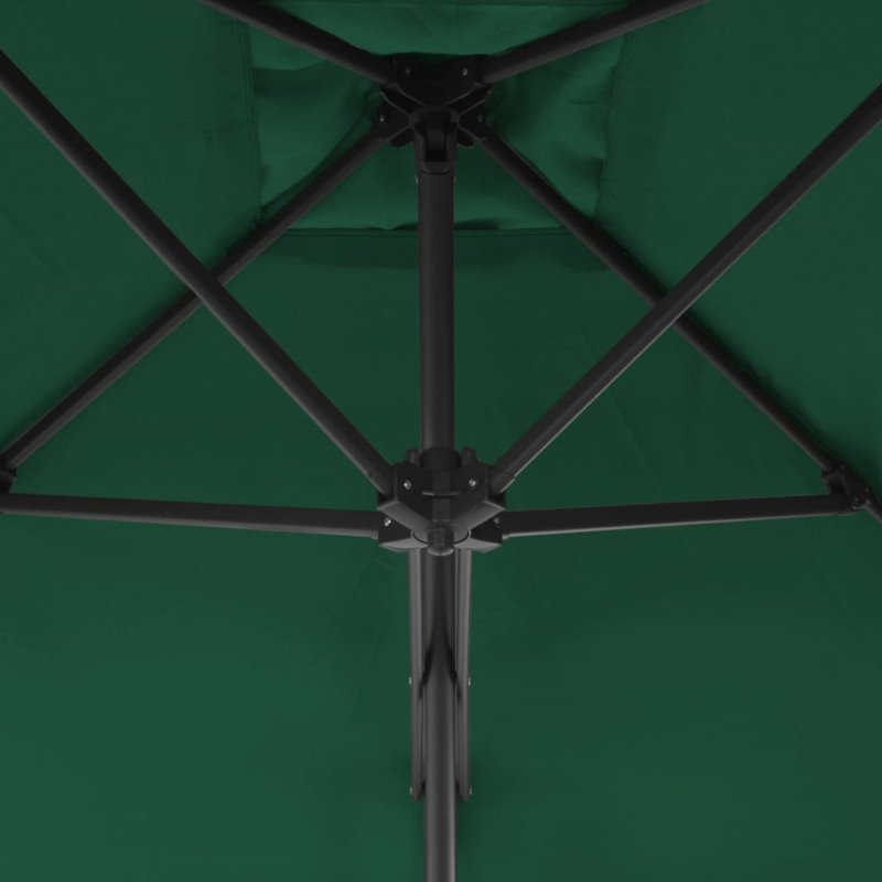 vidaXL Vonkajší slnečník s oceľovou tyčou 250x250 cm zelený
