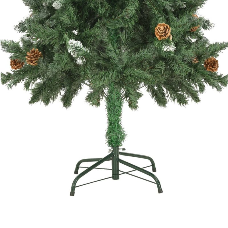 vidaXL Umelý vianočný stromček s borovicovými šiškami biele vetvičky 150 cm
