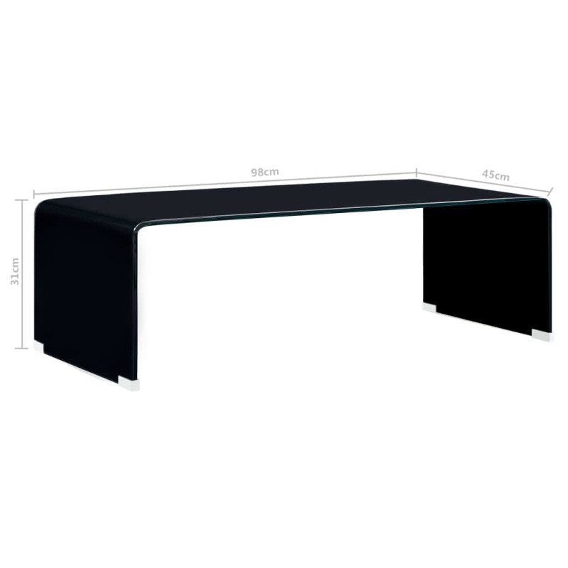 vidaXL Konferenčný stolík, čierny 98x45x31 cm, tvrdené sklo 