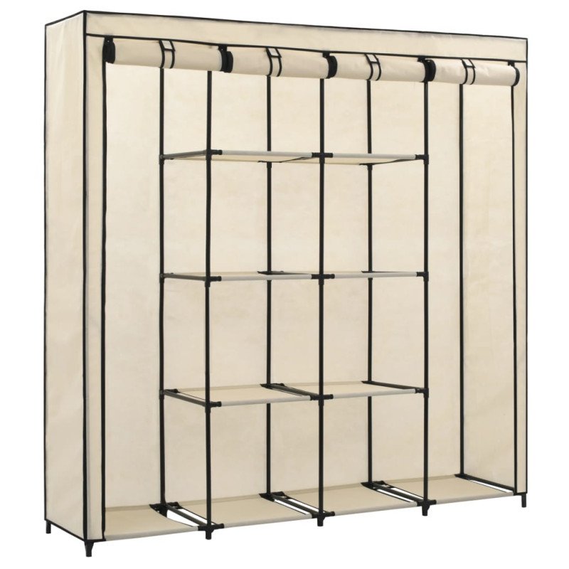 vidaXL Šatník so 4 priehradkami krémový 175x45x170 cm