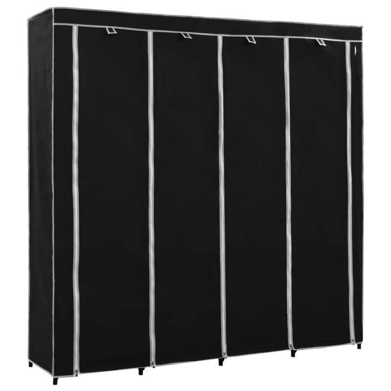 vidaXL Šatník so 4 priehradkami čierny 175x45x170 cm