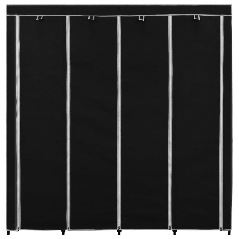 vidaXL Šatník so 4 priehradkami čierny 175x45x170 cm