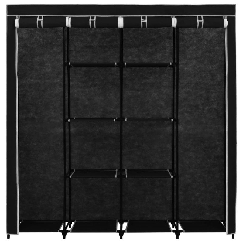 vidaXL Šatník so 4 priehradkami čierny 175x45x170 cm