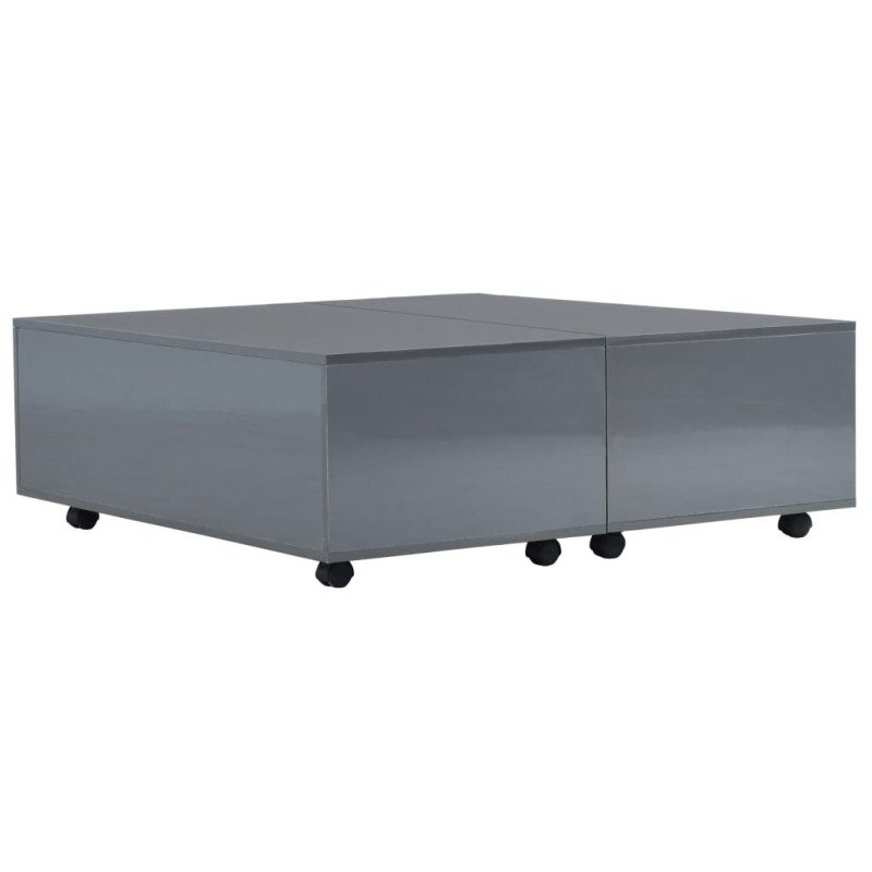vidaXL Konferenčný stolík sivý 100x100x35 cm vysoký lesk
