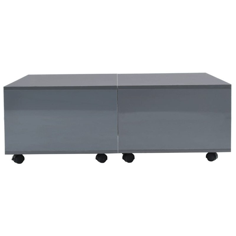 vidaXL Konferenčný stolík sivý 100x100x35 cm vysoký lesk