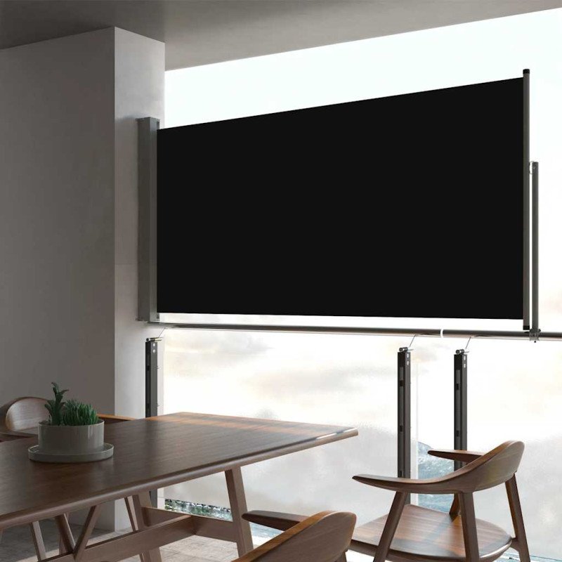 vidaXL Zaťahovacia bočná markíza na terasu čierna 80x300 cm