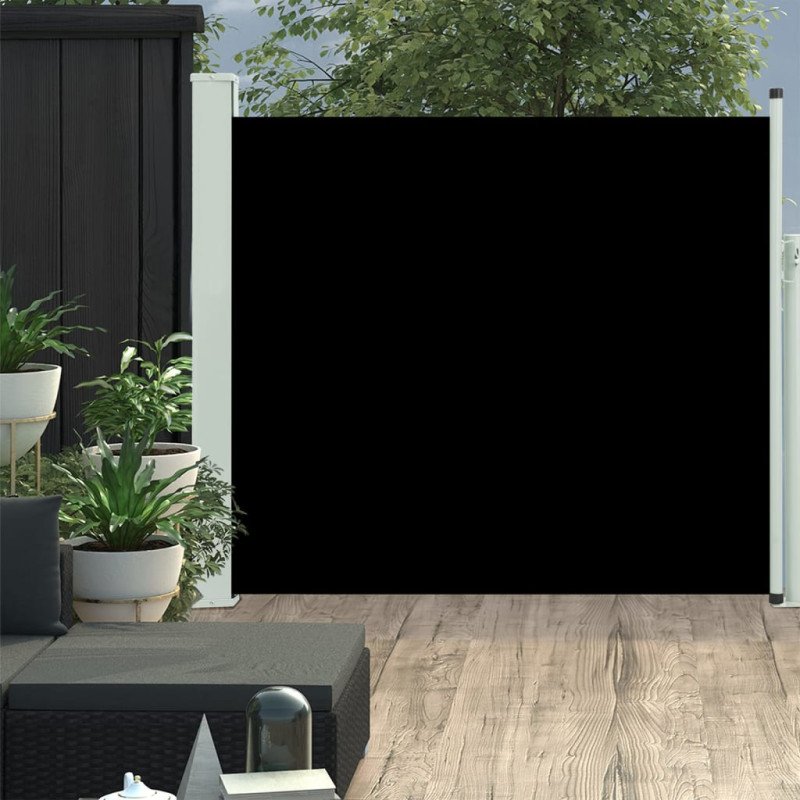 vidaXL Zaťahovacia bočná markíza na terasu 100x300 cm, čierna