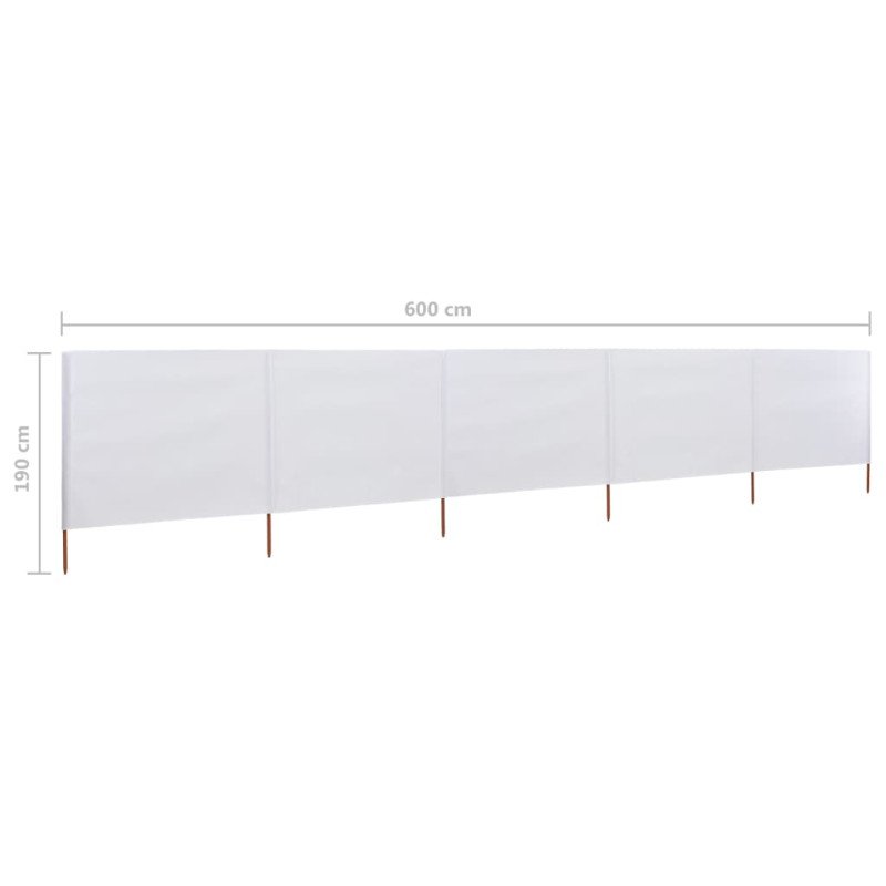 vidaXL 5-panelová zábrana proti vetru látková 600x160 cm piesková a biela 