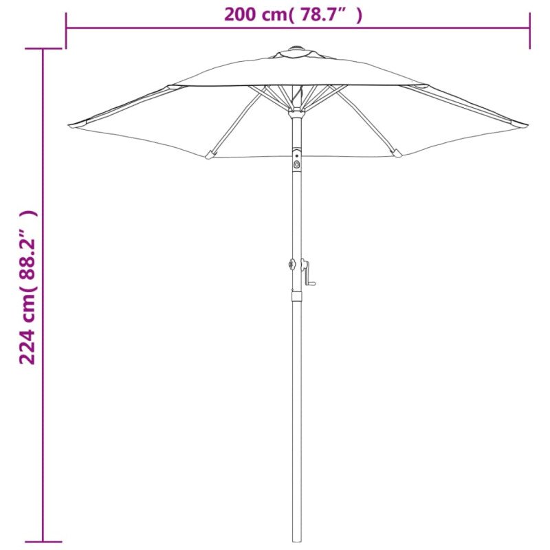 vidaXL Slnečník vínový 200x224 cm hliníkový