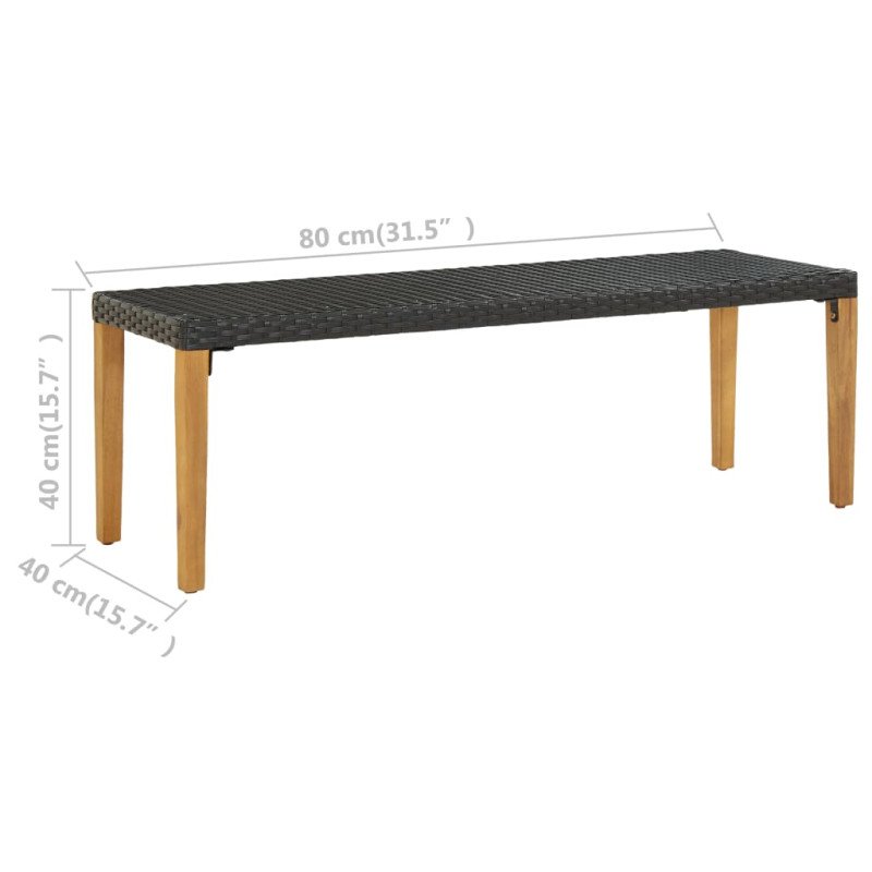 vidaXL Záhradná lavička čierna 80 cm polyratanová