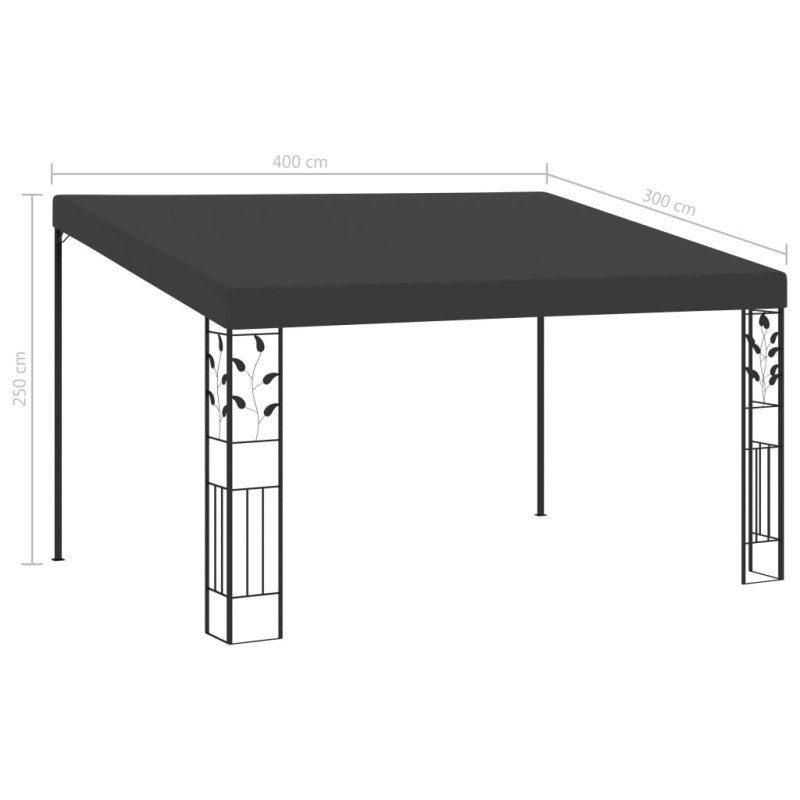 vidaXL Nástenný altánok antracitový 4x3x2,5 m