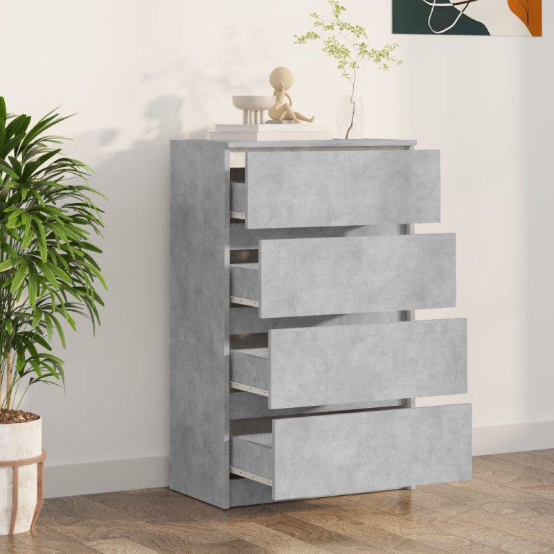 vidaXL Komoda, betónovo sivá 60x35x98,5 cm, kompozitné drevo