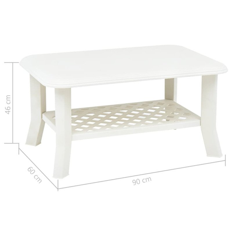 vidaXL Konferenčný stolík, biely 90x60x46 cm, plast