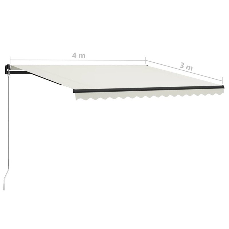 vidaXL Ručne zaťahovacia markíza s LED 400x300 cm krémová