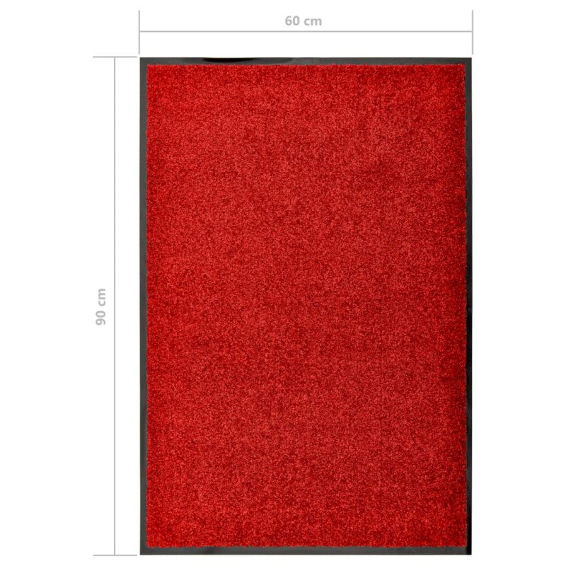 vidaXL Rohožka, prateľná, červená 60x90 cm