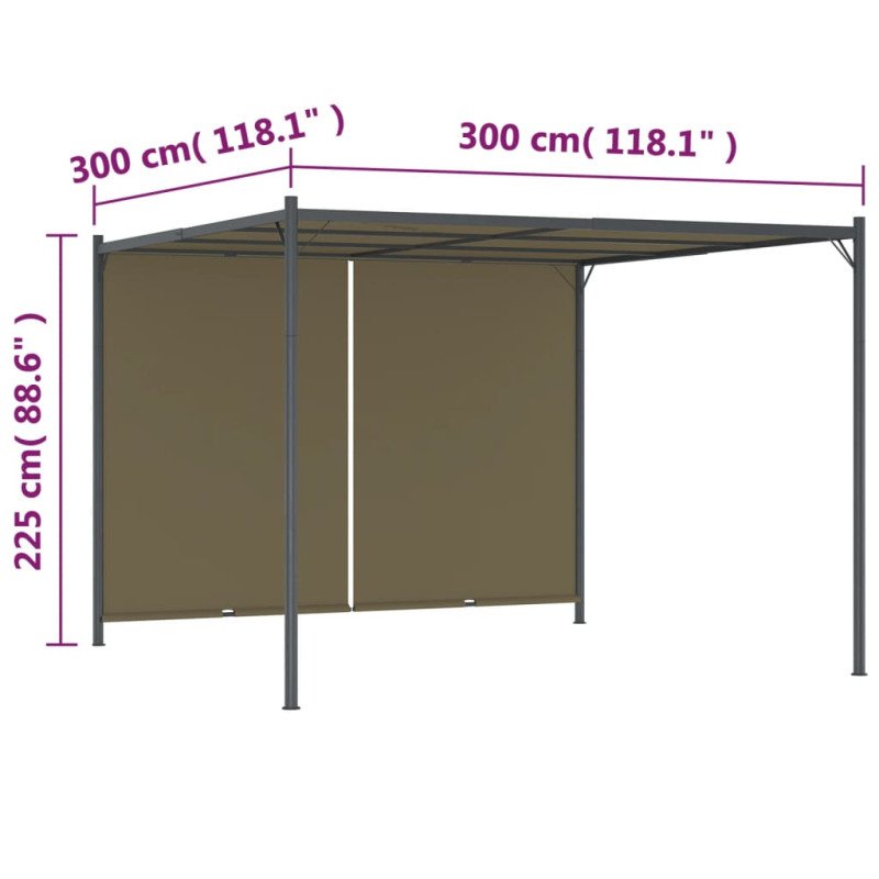 vidaXL Záhradná pergola so zaťahovacou strechou 3x3m sivohnedá 180g/m²