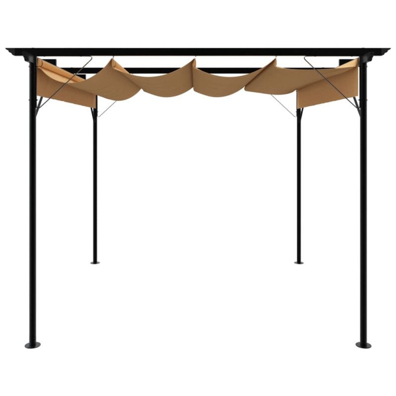 vidaXL Pergola so zaťahovacou strechou sivohnedá 3x3 m oceľ 180 g/m²