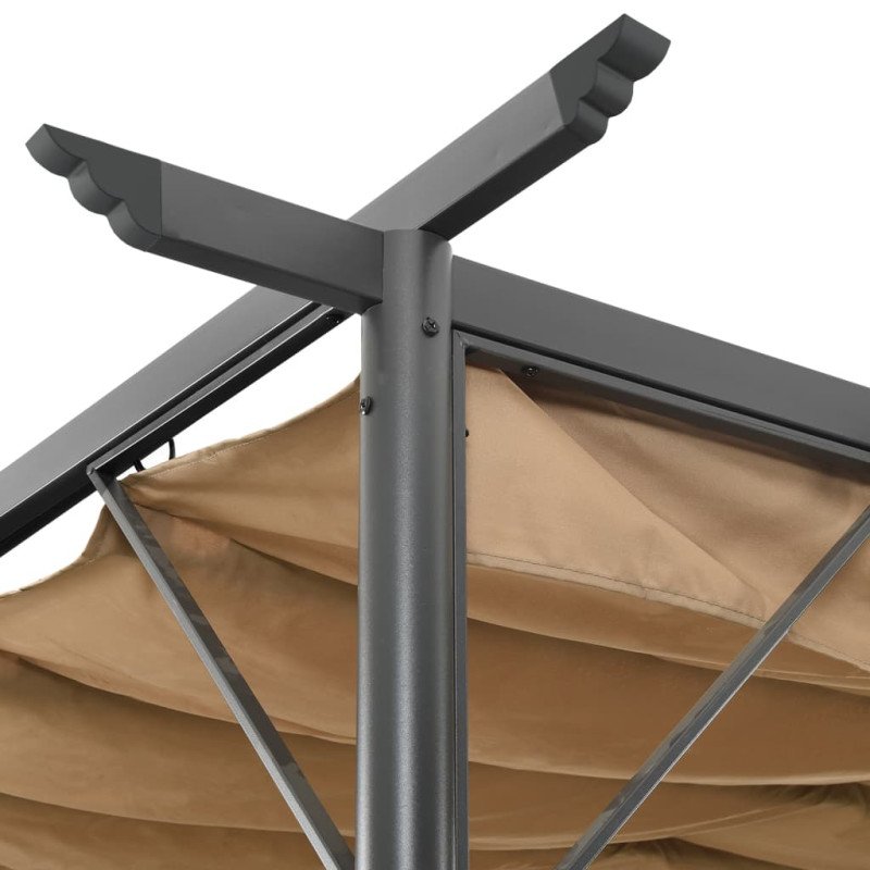 vidaXL Pergola so zaťahovacou strechou sivohnedá 3x3 m oceľ 180 g/m²