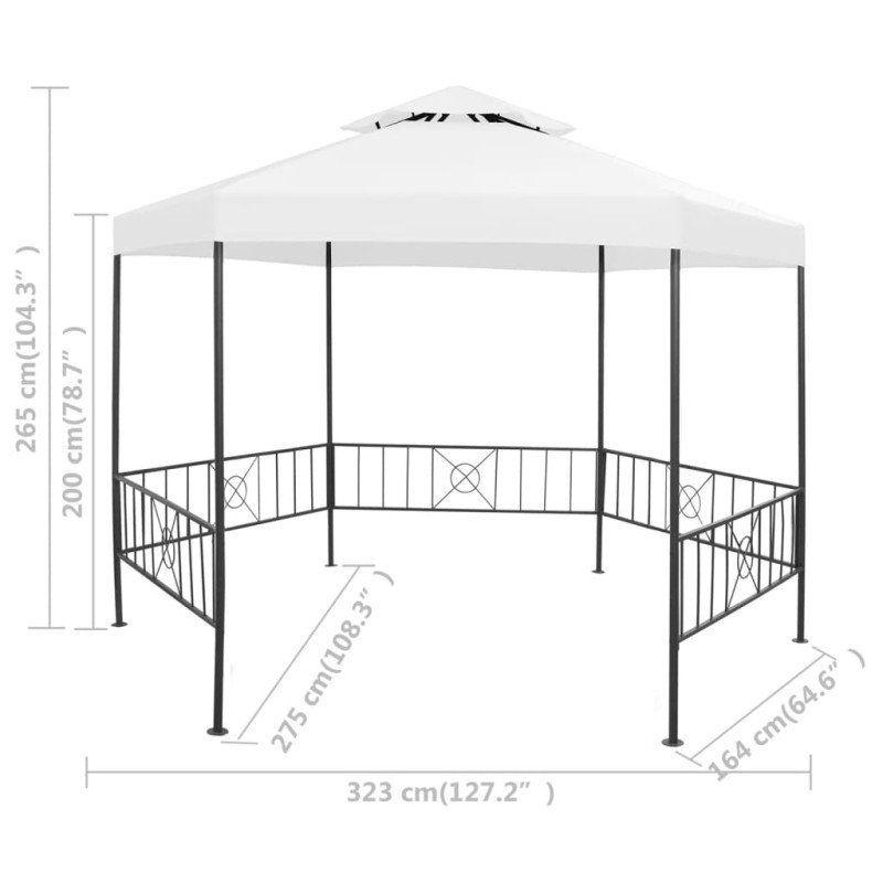 vidaXL Záhradný altánok 323x275x265 cm, biely 180 g/m²