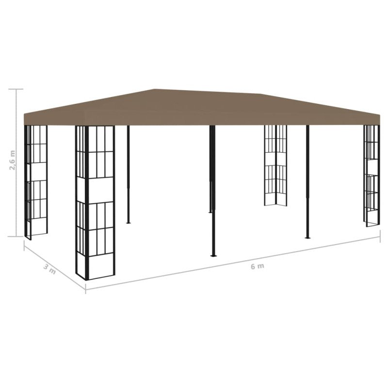 vidaXL Altánok 6x3 m, sivohnedý