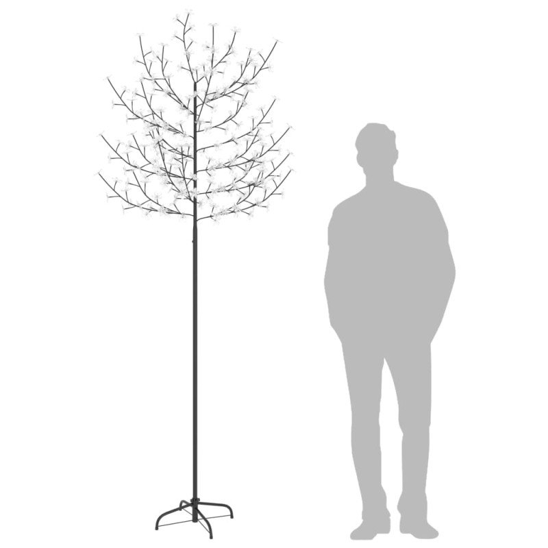 vidaXL Vianočný stromček 220 LED studené biele svetlo kvety čerešne 220 cm