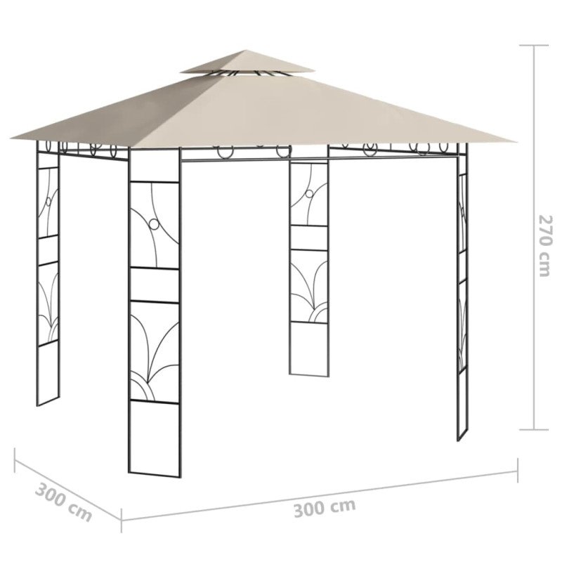 vidaXL Altánok 3x3x2,7 m krémový 160 g/m²