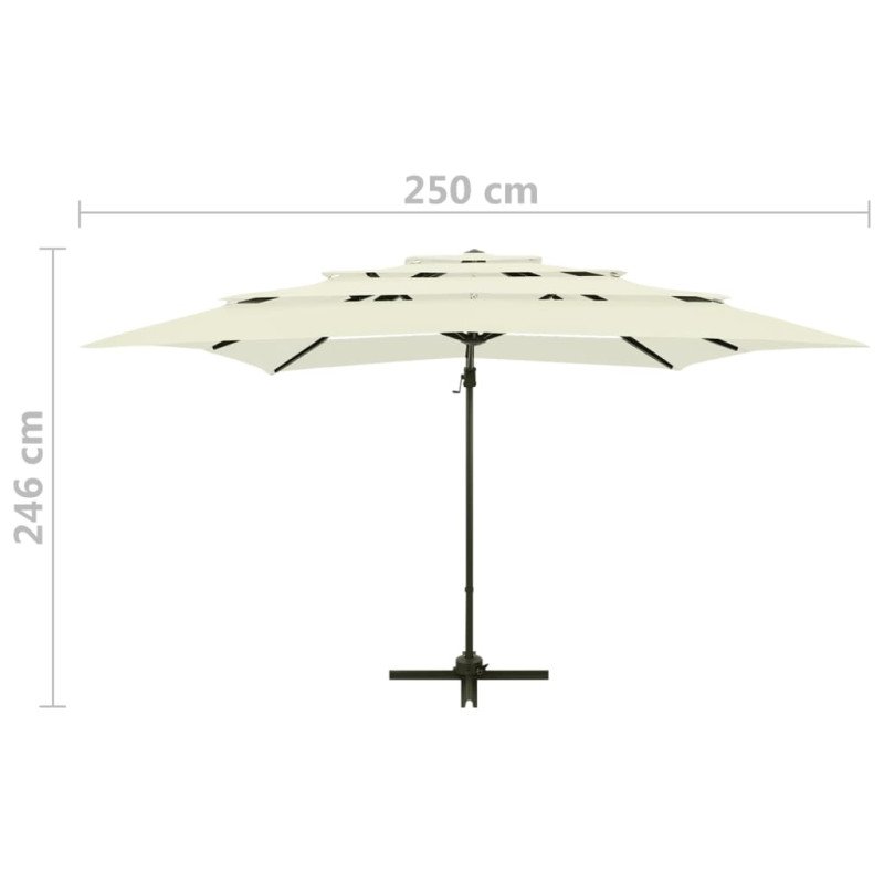 vidaXL 4-stupňový slnečník s hliníkovou tyčou pieskový 250x250 cm
