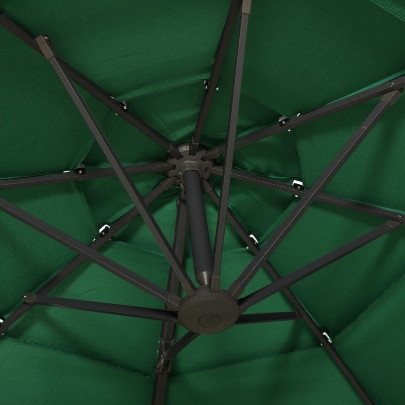 vidaXL 4-stupňový slnečník s hliníkovou tyčou zelený 3x3 m