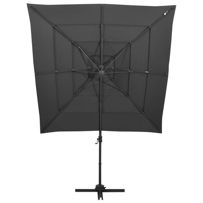 vidaXL 4-stupňový slnečník s hliníkovou tyčou antracitový 250x250 cm