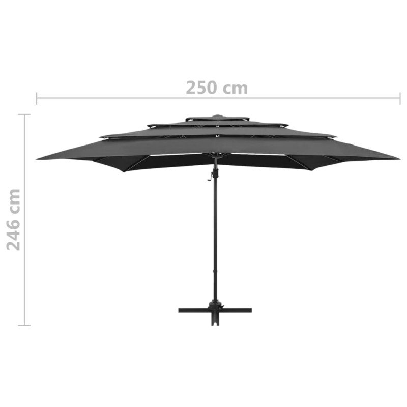 vidaXL 4-stupňový slnečník s hliníkovou tyčou antracitový 250x250 cm