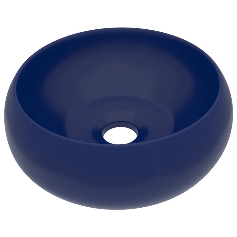 vidaXL Luxusné umývadlo, okrúhle, matné tmavomodré 40x15 cm, keramika