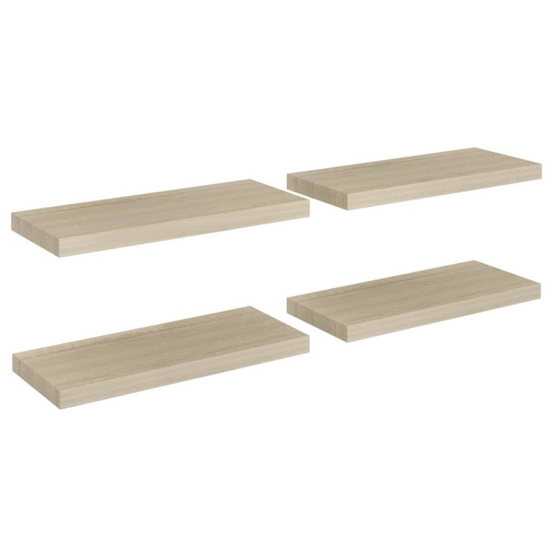 vidaXL Plávajúce nástenné police 4 ks, dubové 60x23,5x3,8 cm, MDF