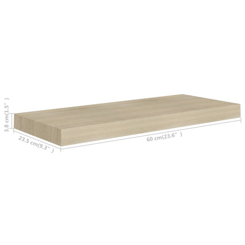 vidaXL Plávajúce nástenné police 4 ks, dubové 60x23,5x3,8 cm, MDF