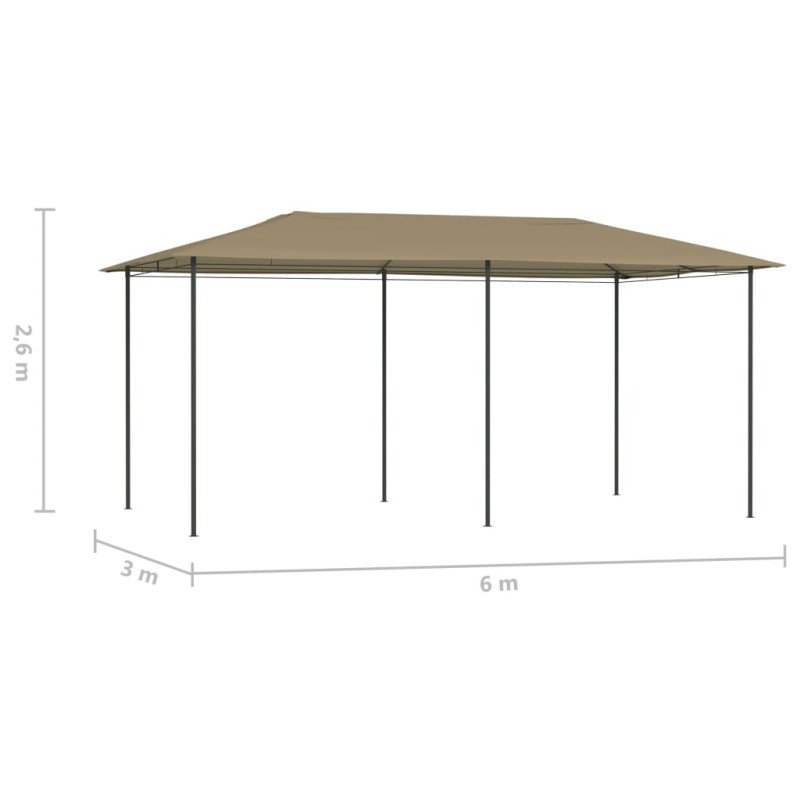 vidaXL Altánok 3x6x2,6 m sivohnedý 160 g/m²