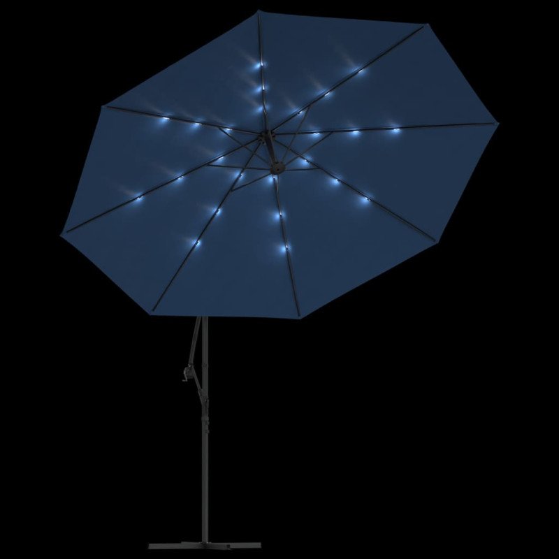 vidaXL Závesný slnečník s LED svetlami azúrovomodrý 350 cm