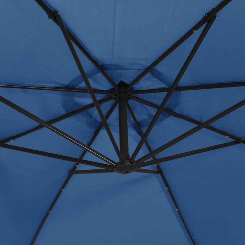 vidaXL Závesný slnečník s LED svetlami azúrovomodrý 350 cm