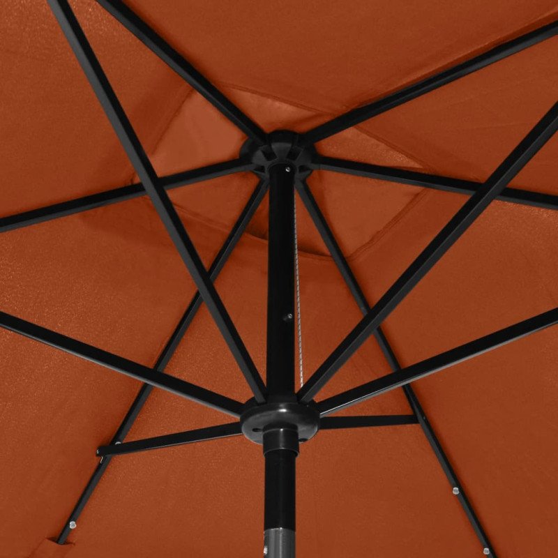 vidaXL Slnečník s LED a oceľovou tyčou tehlový 2x3 m