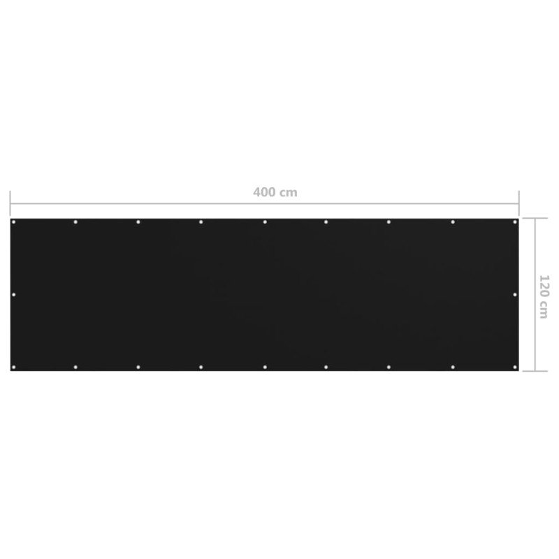 vidaXL Balkónová markíza, čierna 120x400 cm, oxfordská látka