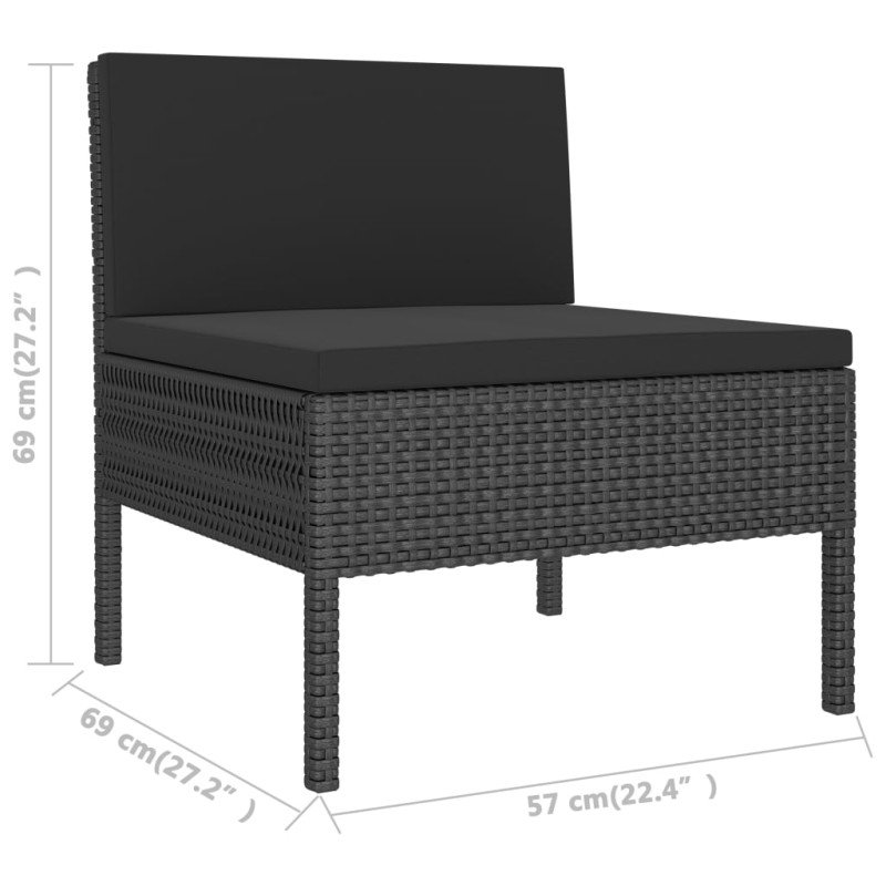vidaXL 10-dielna záhradná sedacia súprava+podložky, polyratan, čierna