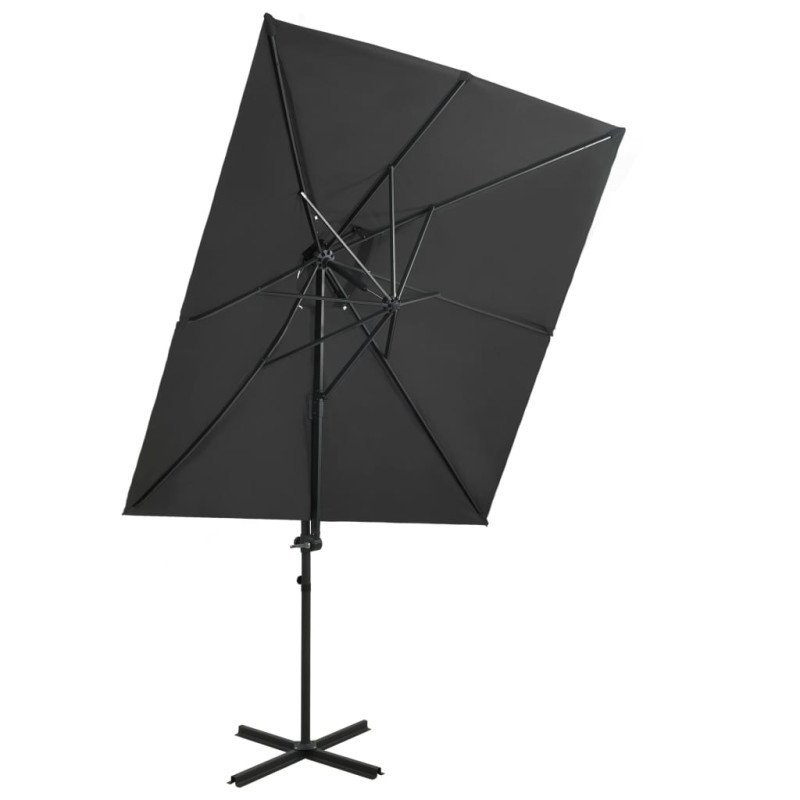 vidaXL Závesný slnečník s dvojitou strieškou antracitový 250x250 cm