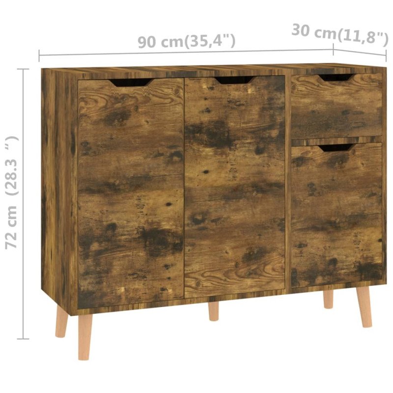 vidaXL Komoda, tmavý dub 90x30x72 cm, kompozitné drevo