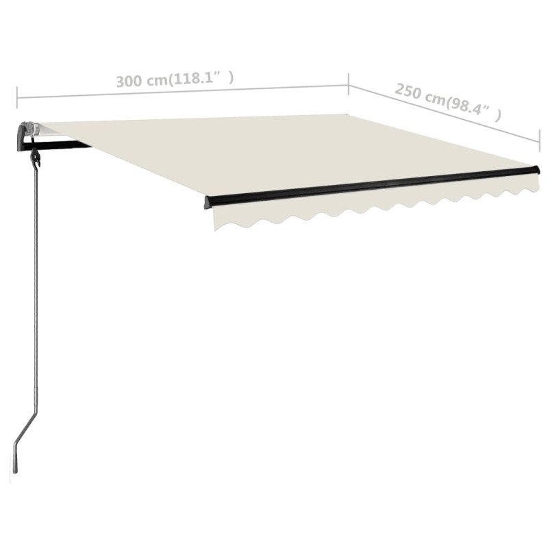 vidaXL Samostatne stojaca automatická markíza 300x250 cm krémová