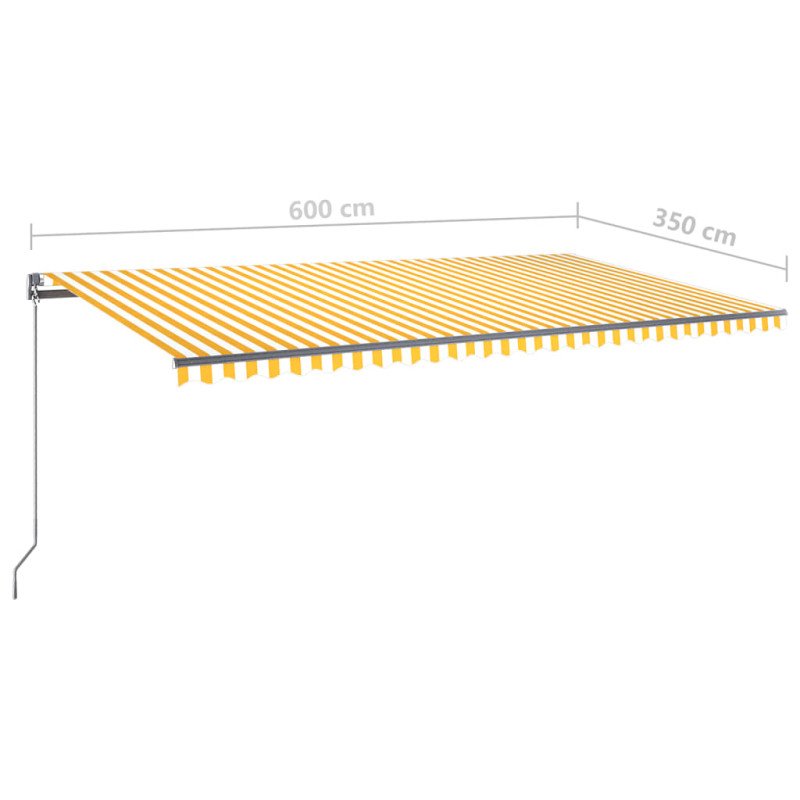 vidaXL Samostatne stojaca automatická markíza 600x350 cm žlto-biela