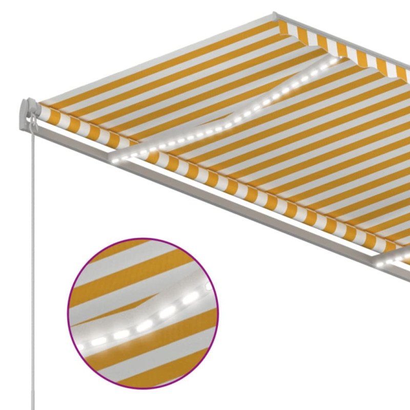 vidaXL Automatická markíza s LED a senzorom vetra 3,5x2,5 m žlto-biela