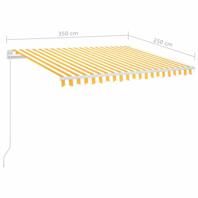 vidaXL Automatická markíza s LED a senzorom vetra 3,5x2,5 m žlto-biela