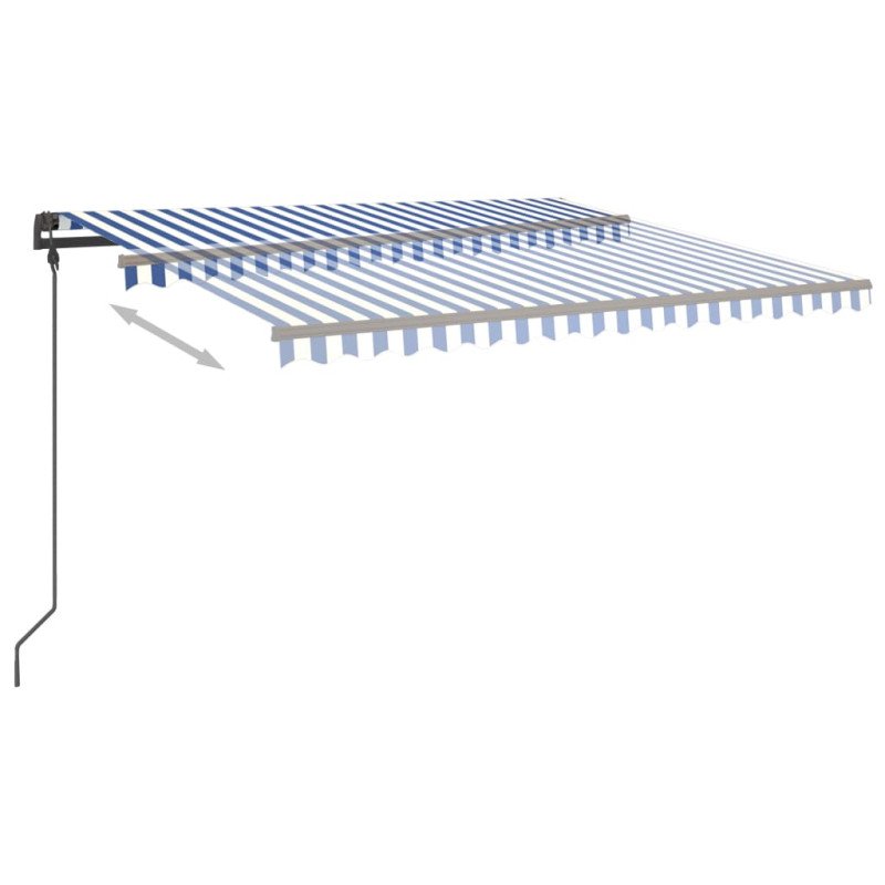 vidaXL Ručne zaťahovacia markíza s LED 4,5x3,5 m modro-biela