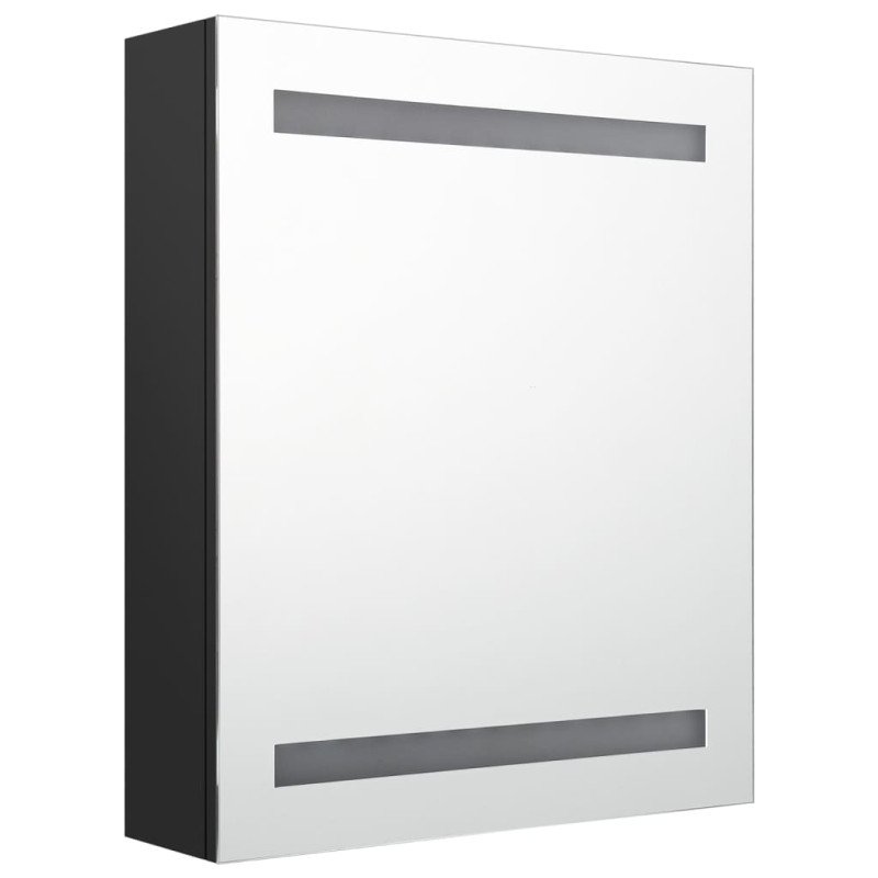 vidaXL LED kúpeľňová zrkadlová skrinka čierna 50x14x60 cm